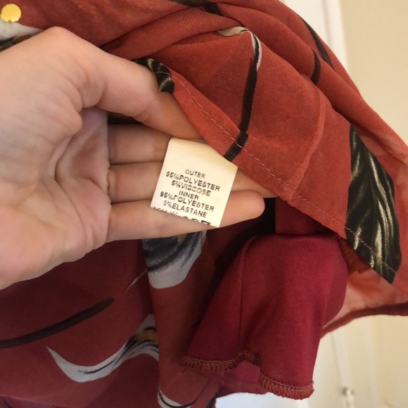 Red Vintage Bohemian Feather-Patterned Dress (Donating 4/15) - Picture 6 of 6